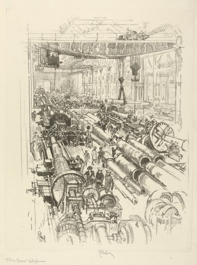 İngiliz Savaş Serisi: W.441. Silah Dükkanı, 1916 by Joseph Pennell