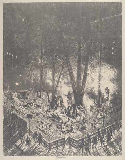 Temeller, Bir Gökdelen İnşa Etmek, 1910. by Joseph Pennell