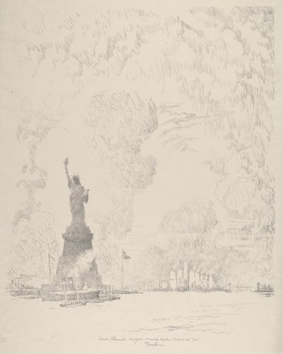 Heykel, New York Körfezi by Joseph Pennell