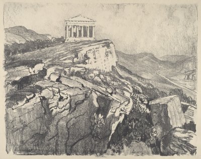 Duvardaki Concord Tapınağı, Girgenti, 1913. by Joseph Pennell