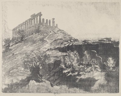 Duvardaki Concord Tapınağı, Girgenti, 1913. by Joseph Pennell