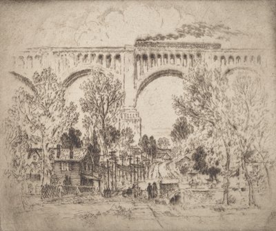 Viyadük, D., L. & W., Nicholson, Pa., 1919. by Joseph Pennell