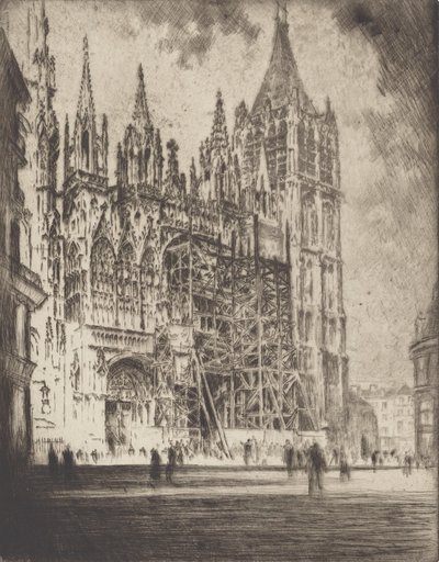 Batı Cephesi, Rouen Katedrali, 1907. by Joseph Pennell