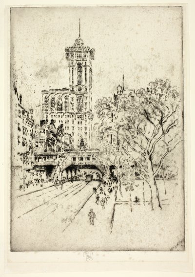 Times Binası ve 42. Cadde by Joseph Pennell