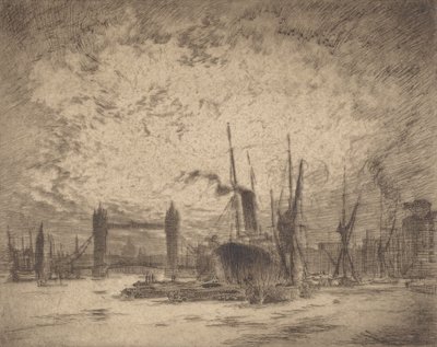 Kule Köprüsü, Akşam, 1905. by Joseph Pennell