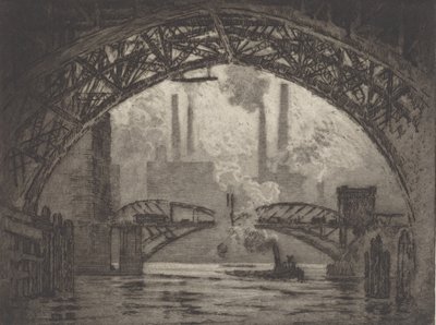 Köprülerin Altında, Chicago, 1910. by Joseph Pennell