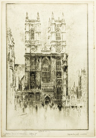 Batı Cephesi, Westminster Manastırı by Joseph Pennell