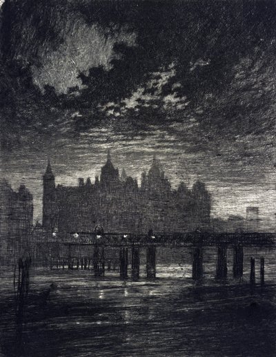 Londra#39;daki Whitehall mahkemesi. by Joseph Pennell