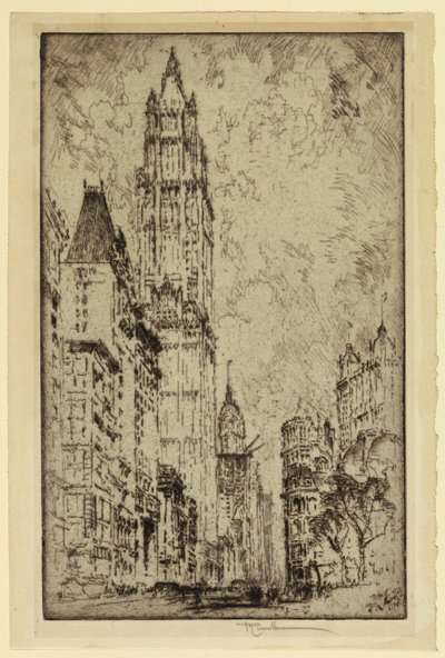 Woolworth Binası, New York by Joseph Pennell
