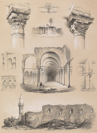 Ayrıntılar, Amrou Camii, Kahire, 1843. by Joseph Philibert Girault De Prangey