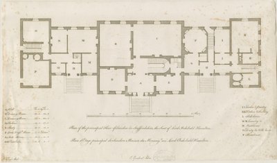 Sandon Hall - Ana Kat Planı: gravür, nd [1769-1771] (baskı) by Joseph Pickford