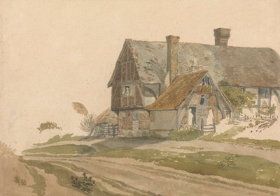 Kapı ve Pencerede Figürler Olan Çiftlik Evi by Joseph Powell