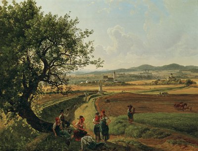 Arka planda Melk Manastırı ile Emmersdorf malikanesinin ve Rothenhof Kalesi'nin görünümü by Joseph Rebell