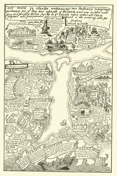 Bulanık Amazon Haritası Kırmızı + Siyah (gravür) by Joseph Rudyard (after) Kipling