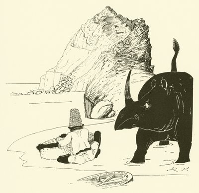 Parsee pastasını yemeye başlıyor (gravür) by Joseph Rudyard (after) Kipling