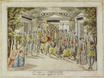 Sarastro arabasıyla gelir ... (gravür) by Joseph Schaffer