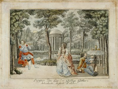 Tamino, Pamina ve Papageno ... (gravür) by Joseph Schaffer
