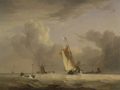 Güçlü Bir Esintide Balık Tutma ve Diğer Gemiler by Joseph Stannard