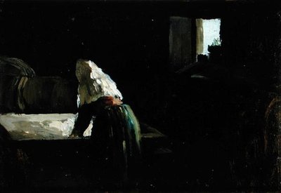 Bir Kadın Yıkama (panelde yağ) by Joseph Stella