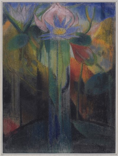 Jungle Foliage, c.1918-9 (tül kaplı kağıt üzerine pastel) by Joseph Stella