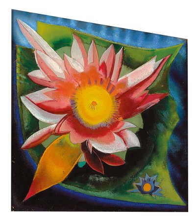 Nilüfer, c.1924 (cam üzerine yağlı boya) by Joseph Stella