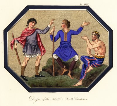 Anglo Sakson erkek kostümü, 9. ve 10. yüzyıl, 1853 (gravür) by Joseph Strutt
