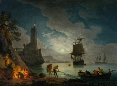 Ay Işığında Bir Liman by Claude Joseph Vernet