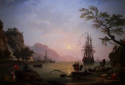 Sabah bir liman manzarası (Sabah) by Claude Joseph Vernet