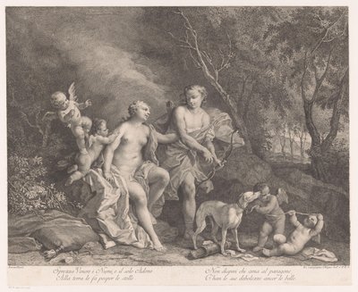 Venüs ve Adonis aşıklar olarak dört putti by Joseph Wagner (possibly)
