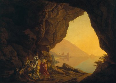 Banditti ile Napoli Krallığında Bir Mağara, exh. 1778 by Joseph Wright of Derby