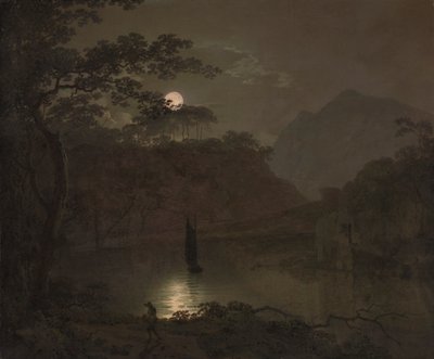 Ay Işığında Bir Göl by Joseph Wright of Derby