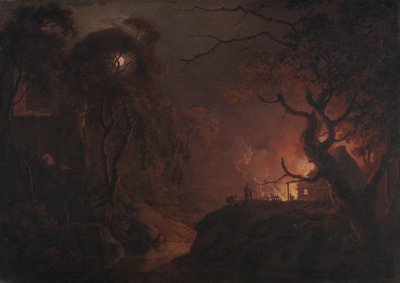 Kulübe Geceleri Yanıyor by Joseph Wright of Derby