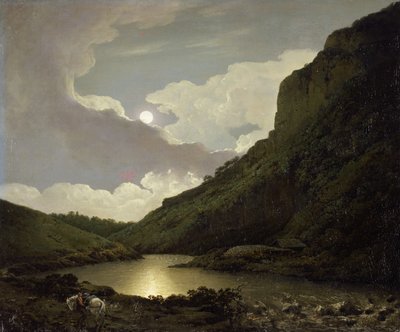 Ay Işığından Matlock Tor, c.1777-80 (tuval üzerine yağlı boya) by Joseph Wright of Derby