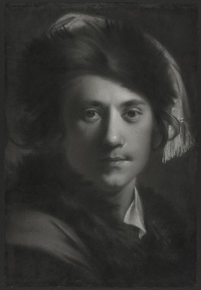 Kürk Şapkalı Otoportre by Joseph Wright of Derby