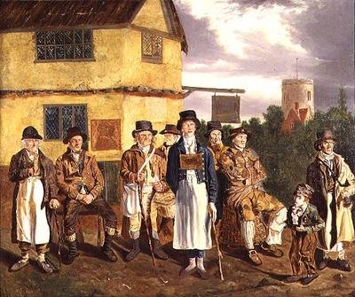 Norwich karakterleri, L. to R., Peter Thomas, C. Grimer, R. Gurney, R. Gallant, Blind Dan, John of Poringland, Joe Doe, Whistling Cuckoo Boy ve Wyer by Joseph and Alfred Stannard