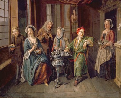 Bir Çay Partisi, 1720 dolayları (tuval üzerine yağlıboya) by Joseph van Aken