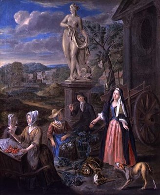 Klasik Peyzajda Bir Pazarda Figürler (tuval üzerine yağlı boya) by Joseph van Aken