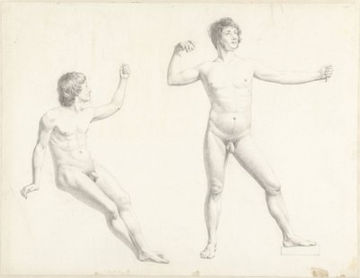 iki erkek çıplak çalışmalar by Josephus Augustus Knip