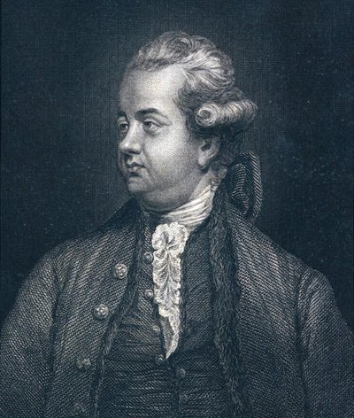 Edward Gibbon (1737-94) (gravür) by Joshua (after) Reynolds