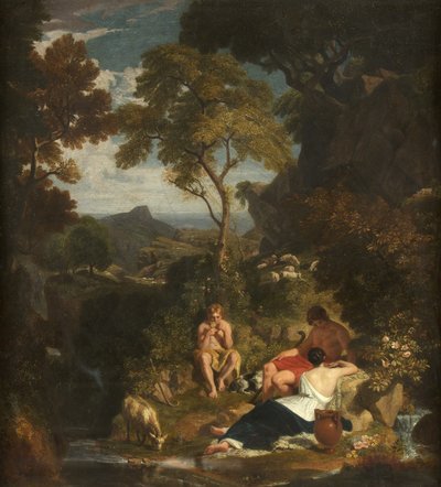 Arcadian Shepherds, 1824 dolayları (tuval üzerine yağlı boya) by Joshua Cristall