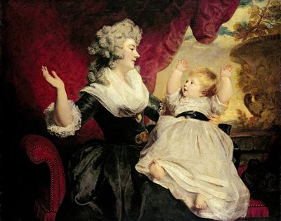 Georgiana, Devonshire Düşesi ve bebek kızı Lady Georgiana Cavendish (tuval üzerine yağlı boya) by Joshua Reynolds