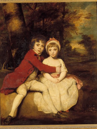 John Parker ve kız kardeşi Theresa Sevgiyle ayakta duran bir erkek ve kız kardeş çocukları. Joshua Reynolds (1723-1792) tarafından yapılan boyama by Joshua Reynolds