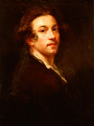 Kendi portresi, yarım boy, omzunun üzerinden bakan, kahverengi bir ceket ve beyaz gömlekli, c.1750-52 by Joshua Reynolds