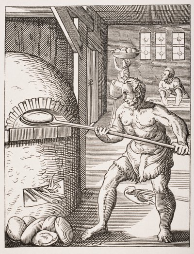 Fırıncı. 16. yüzyılın 19. yüzyıl reprodüksiyonu (gravür) by Jost (after) Amman