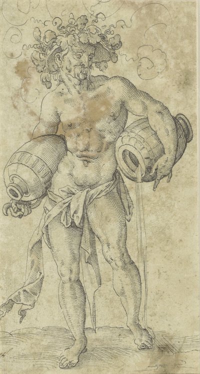 Asma sarılı şapkalı çıplak adam by Jost Amman (possibly)
