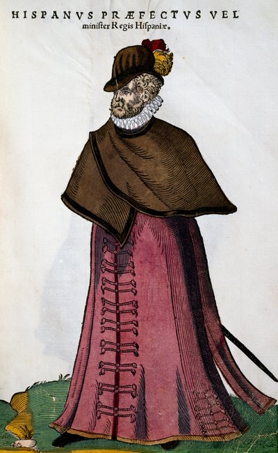 İspanyol kraliyet evinden bakan kostümü, Jost Amman (1539-1591) tarafından gravür by Jost Amman
