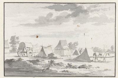 Leuven yakınlarındaki Willem III Ordusu'nun bir karargahının görünümü by Josua de Grave (circle of)