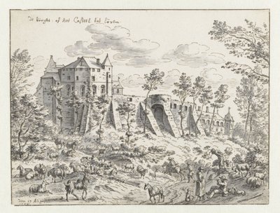 Leuven Kalesi, 1675 (kağıt üzerine kalem ve mürekkep) by Josua de Grave