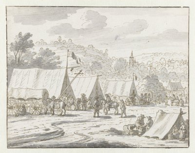 Willem III Ordusu'nun Lembeek yakınlarındaki bir karargahının görünümü, Flaman Brabant by Josua de Grave