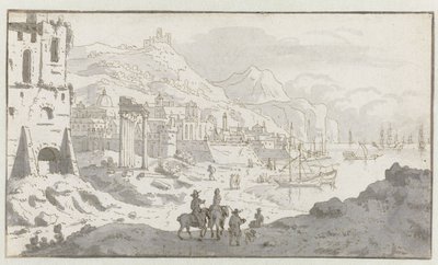 Hayali bir İtalyan Limanı Görünümü by Josua de Grave